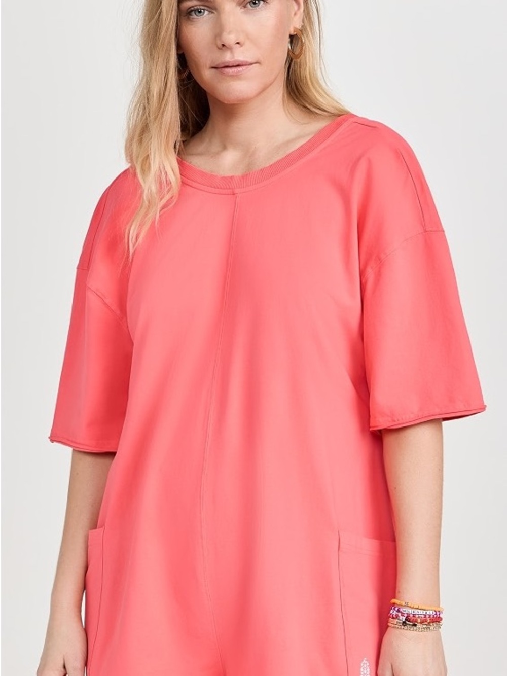 FP Movement Hot Shot Tee Romper Electric Sunset Pink Size Small
